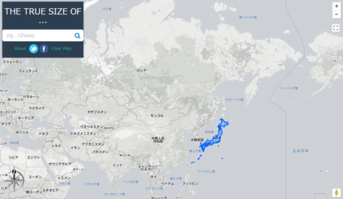 日本の大きさの地図