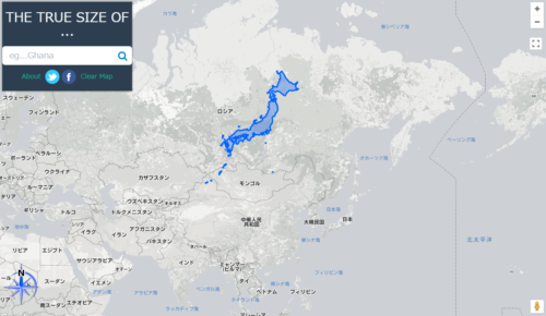 ロシアの大きさの地図