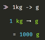 1kg（キログラム）をg（グラム）に変換